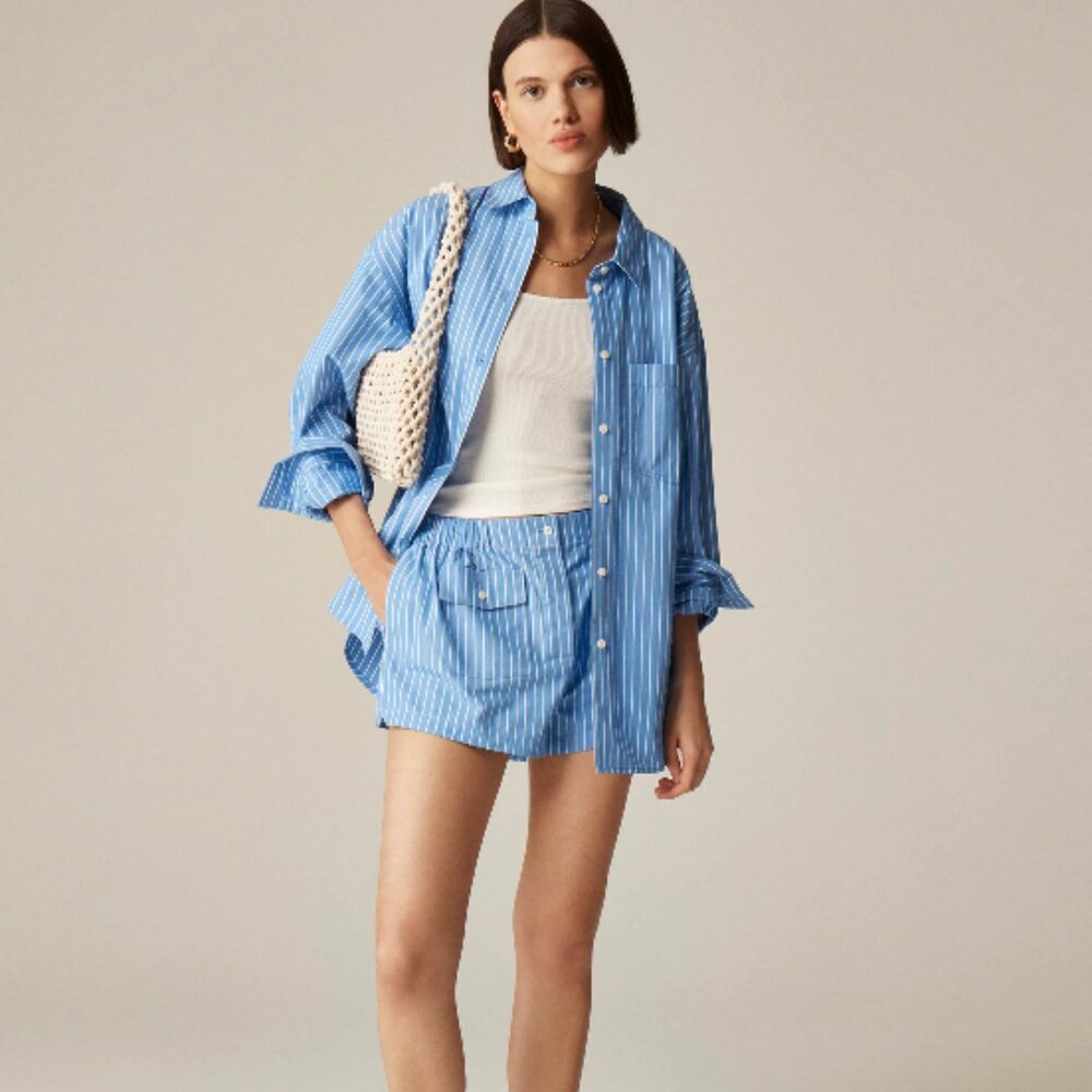 J Crew Étienne oversized shirt in striped cotton poplin